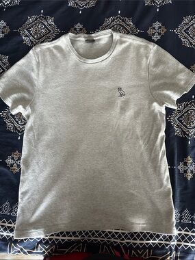 OVO Heather Gray Crewneck T-Shirt with Embroidered Owl